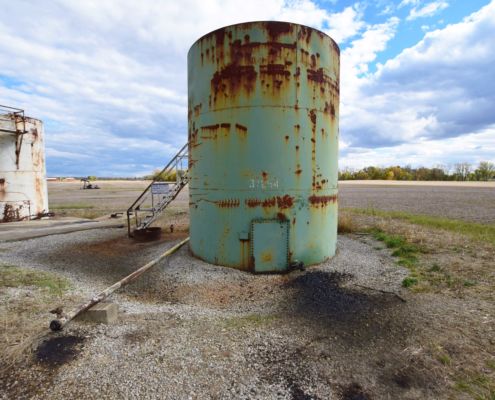 Pipe used to unload tanker trucks into Mosher II well in Morrow County, OH. Source: Ted Auch, The FracTracker Alliance