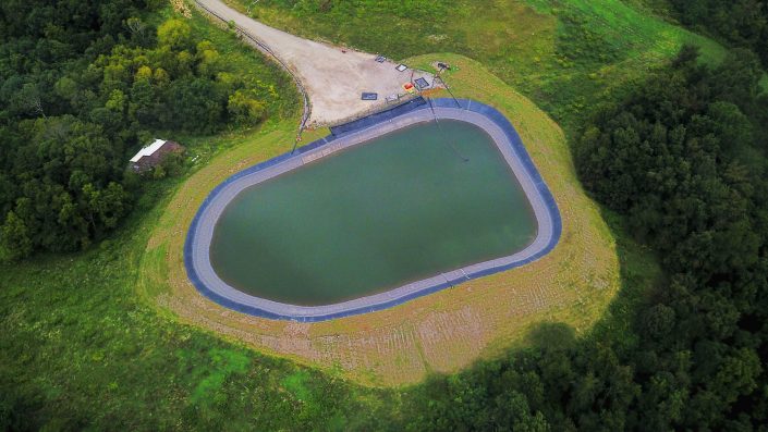 Freshwater Impoundment adjacent to a Hydraulically Fractured Well Pad in Belmont County, Ohio, Fall, 2017