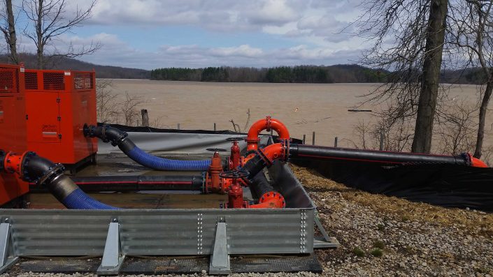Gulfport Energy’s Seneca Lake Reservoir freshwater withdrawal pump in Belmont County, Ohio, Fall, 2015