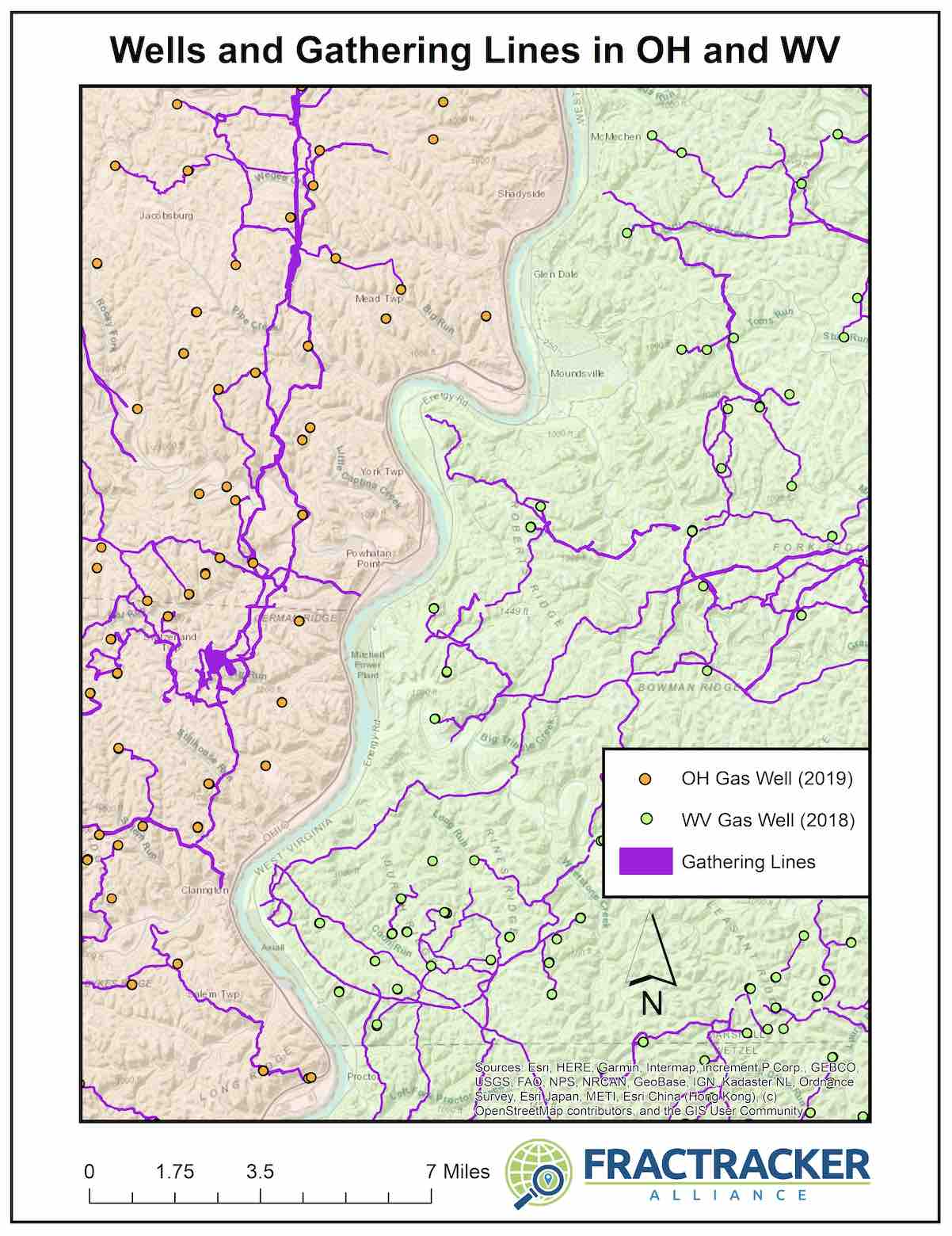 Oil and Gas Wells and Gathering Lines in OH and WV